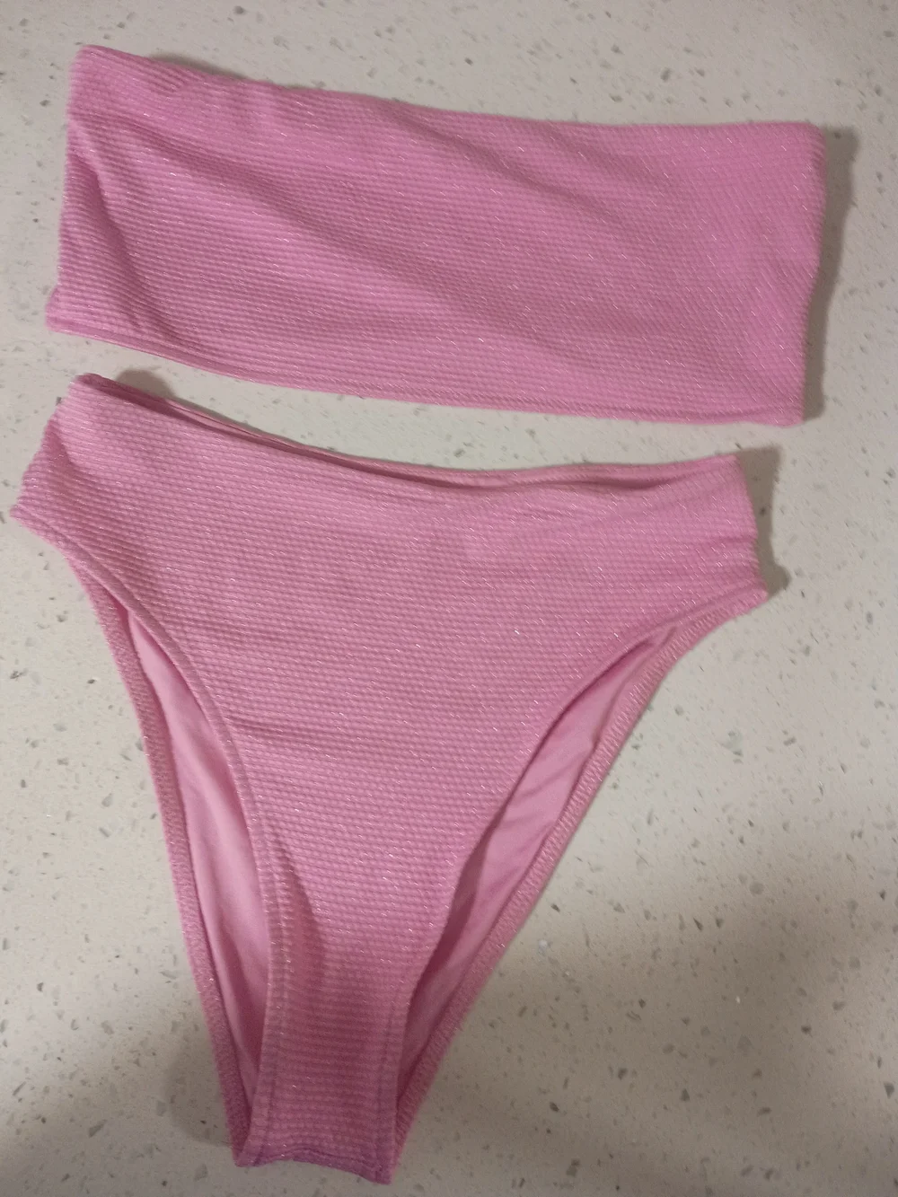 Frankie's Bikinis Pink Bandeau Bikini Set - Strapless Top & High-Cut Bottom
